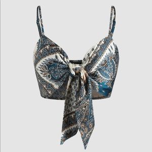 Boho Paisley Tie Front Tank Top